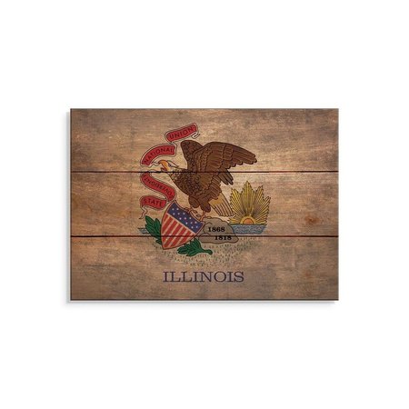 WILE E. WOOD 15 x 11 in. Illinois State Flag Wood Art FLIL-1511